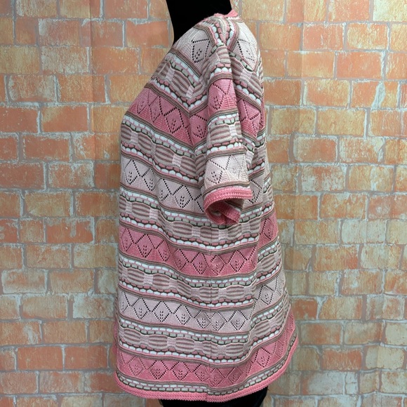 Alfred Dunner Pointelle Striped Short Sleeve Sweater - Picture 3 of 7